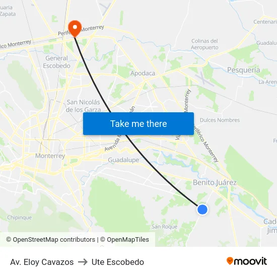 Av. Eloy Cavazos to Ute Escobedo map