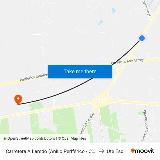 Carretera A Laredo (Anillo Periférico - Carretera A Salinas) to Ute Escobedo map