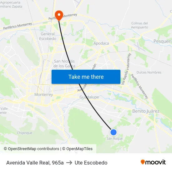 Avenida Valle Real, 965a to Ute Escobedo map