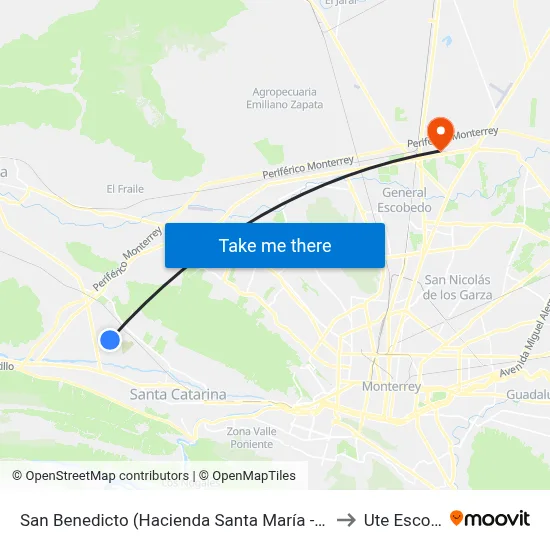 San Benedicto (Hacienda Santa María - San Marcelino) to Ute Escobedo map