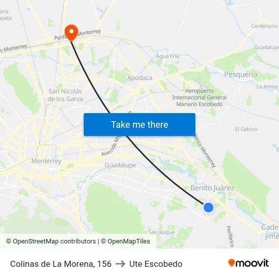 Colinas de La Morena, 156 to Ute Escobedo map