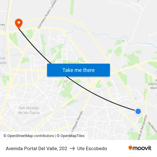 Avenida Portal Del Valle, 202 to Ute Escobedo map