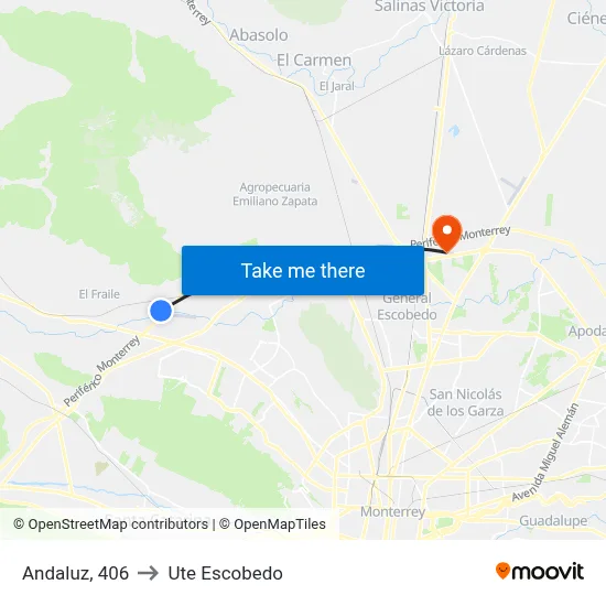 Andaluz, 406 to Ute Escobedo map