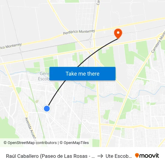 Raúl Caballero (Paseo de Las Rosas - Nardos) to Ute Escobedo map