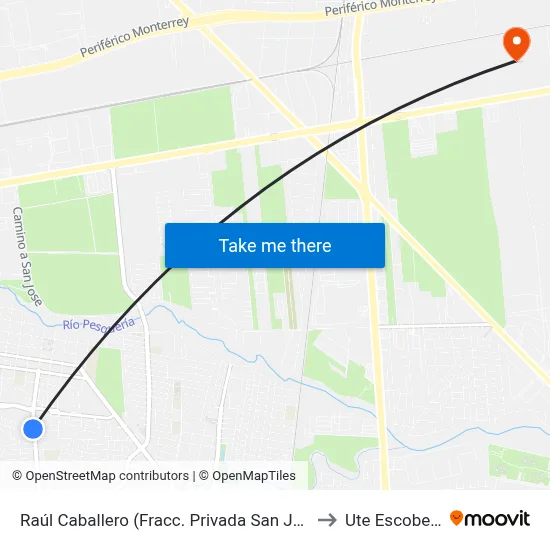 Raúl Caballero (Fracc. Privada San Jorge) to Ute Escobedo map