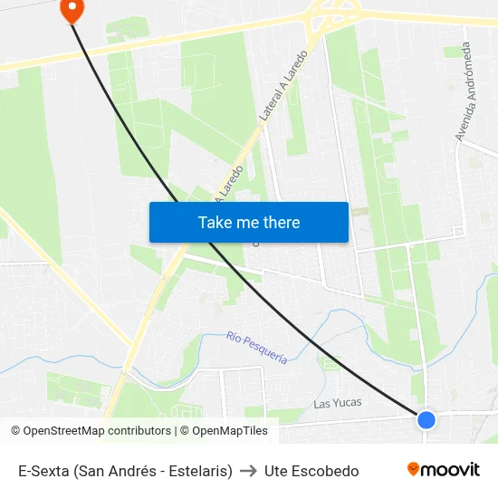 E-Sexta (San Andrés - Estelaris) to Ute Escobedo map