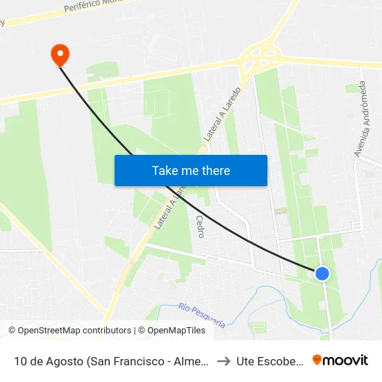 10 de Agosto (San Francisco - Almería) to Ute Escobedo map