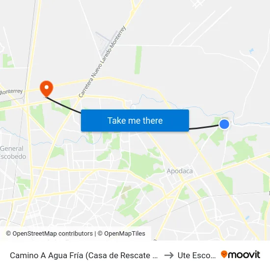 Camino A Agua Fría (Casa de Rescate de Cristo Vive) to Ute Escobedo map