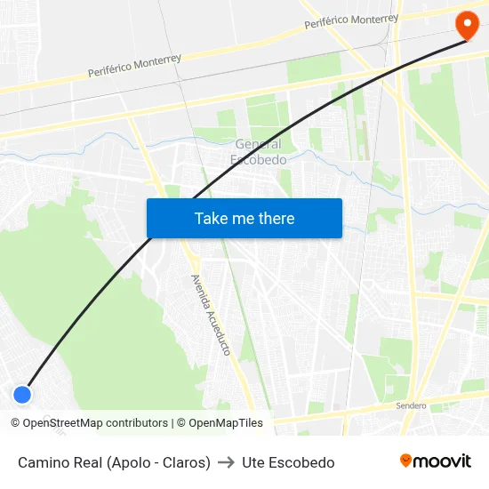 Camino Real (Apolo - Claros) to Ute Escobedo map