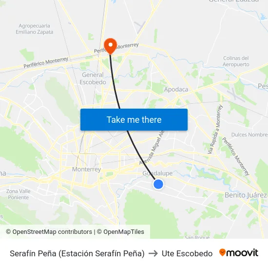 Serafín Peña (Estación Serafín Peña) to Ute Escobedo map
