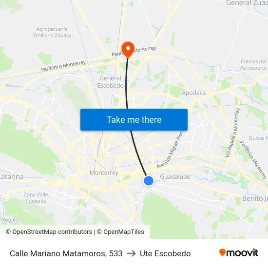 Calle Mariano Matamoros, 533 to Ute Escobedo map