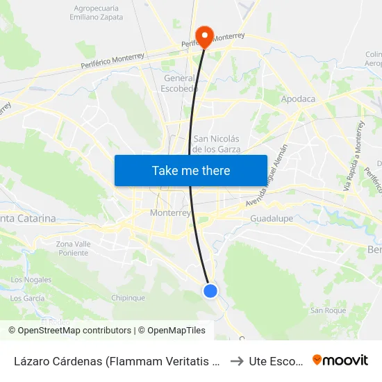 Lázaro Cárdenas (Flammam Veritatis de Mederos) to Ute Escobedo map
