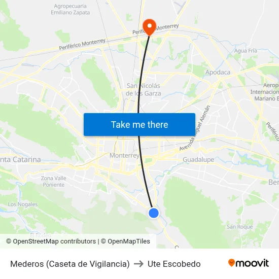 Mederos (Caseta de Vigilancia) to Ute Escobedo map