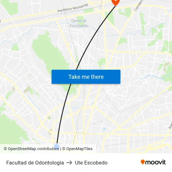Facultad de Odontología to Ute Escobedo map