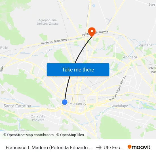 Francisco I. Madero (Rotonda Eduardo Aguirre Pequeño) to Ute Escobedo map