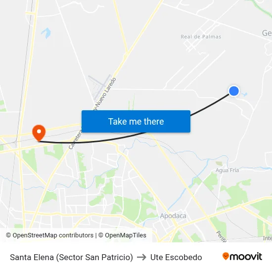 Santa Elena (Sector San Patricio) to Ute Escobedo map