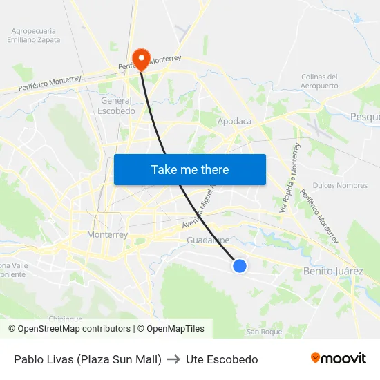 Pablo Livas (Plaza Sun Mall) to Ute Escobedo map