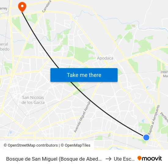 Bosque de San Miguel (Bosque de Abedul - Bosque de Castaño) to Ute Escobedo map