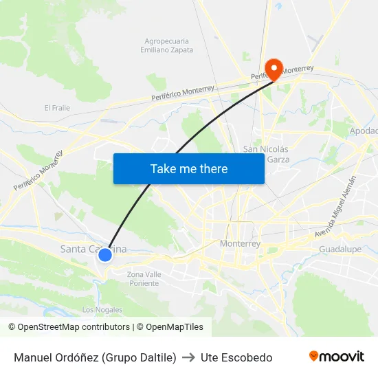 Manuel Ordóñez (Grupo Daltile) to Ute Escobedo map