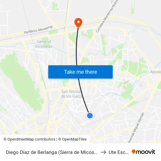 Diego Díaz de Berlanga (Sierra de Micos - Cord. de Los Andes) to Ute Escobedo map