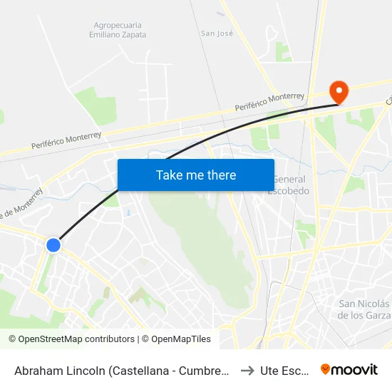 Abraham Lincoln (Castellana - Cumbres de San Agustín) to Ute Escobedo map