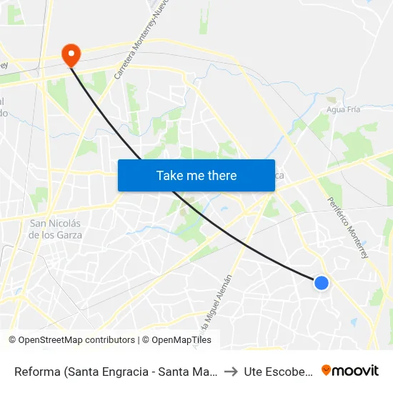 Reforma (Santa Engracia - Santa María) to Ute Escobedo map