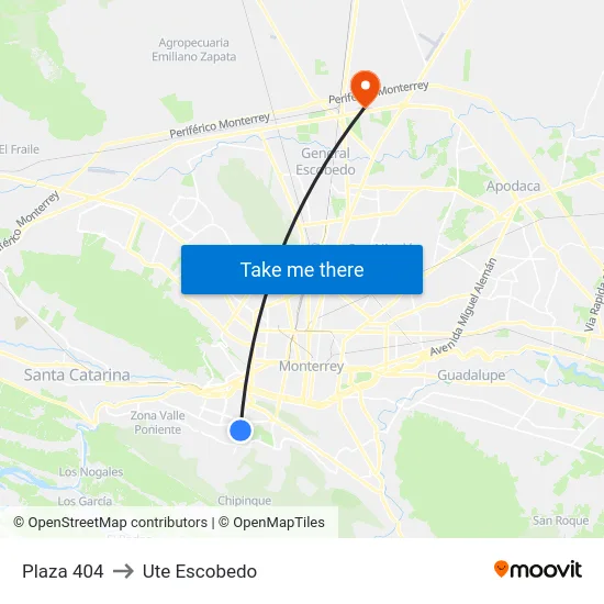 Plaza 404 to Ute Escobedo map