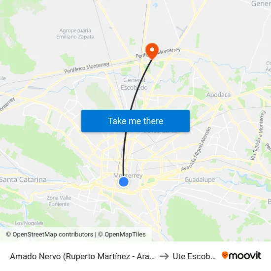 Amado Nervo (Ruperto Martínez - Aramberri) to Ute Escobedo map