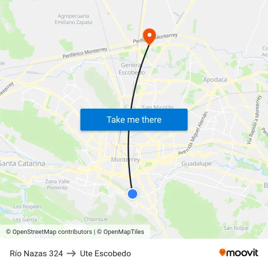 Río Nazas 324 to Ute Escobedo map