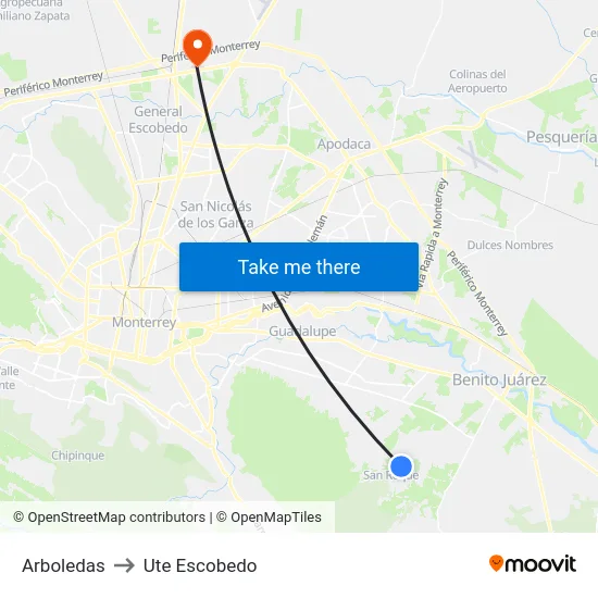 Arboledas to Ute Escobedo map