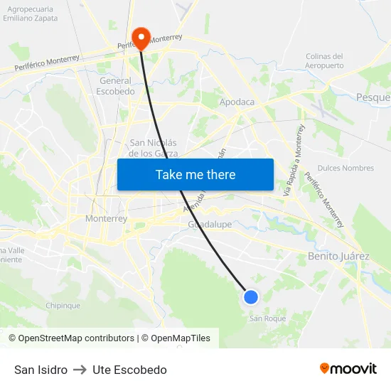 San Isidro to Ute Escobedo map