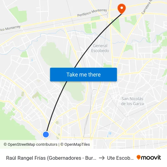 Raúl Rangel Frías (Gobernadores - Burócratas) to Ute Escobedo map
