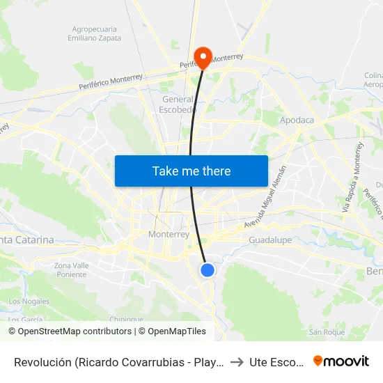 Revolución (Ricardo Covarrubias - Playa La Pesca) to Ute Escobedo map