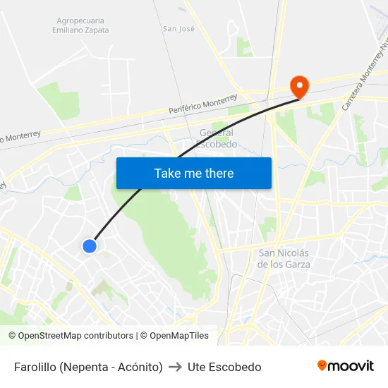 Farolillo (Nepenta - Acónito) to Ute Escobedo map