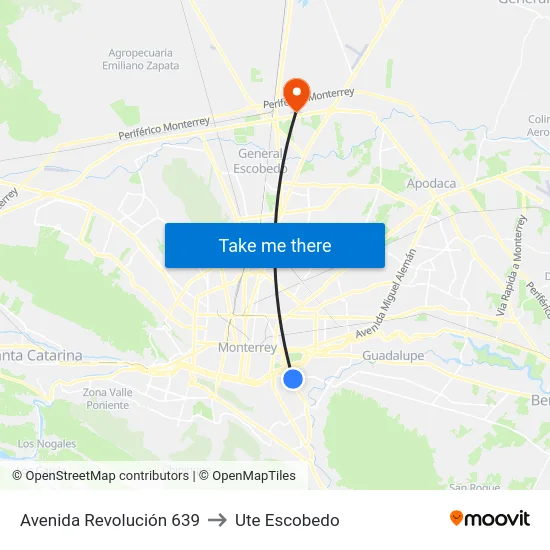 Avenida Revolución 639 to Ute Escobedo map