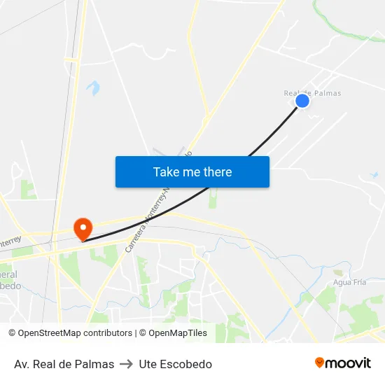 Av. Real de Palmas to Ute Escobedo map