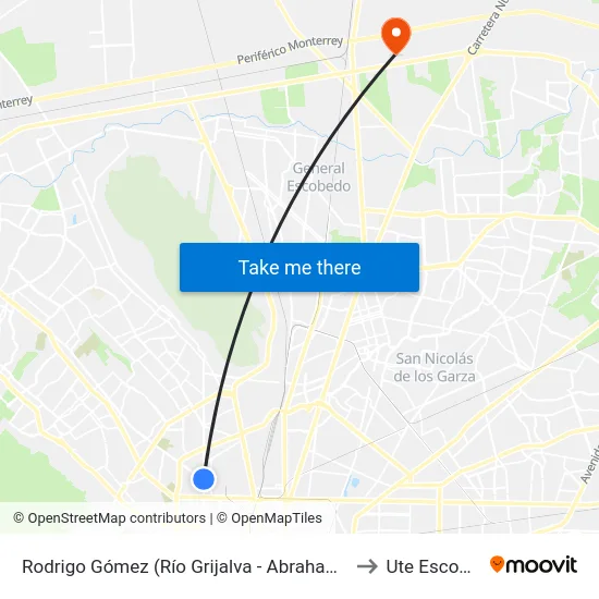 Rodrigo Gómez (Río Grijalva - Abraham Lincoln) to Ute Escobedo map