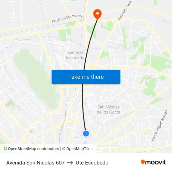 Avenida San Nicolás 607 to Ute Escobedo map