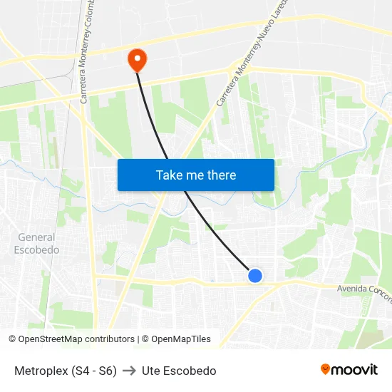 Metroplex (S4 - S6) to Ute Escobedo map