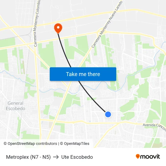 Metroplex (N7 - N5) to Ute Escobedo map