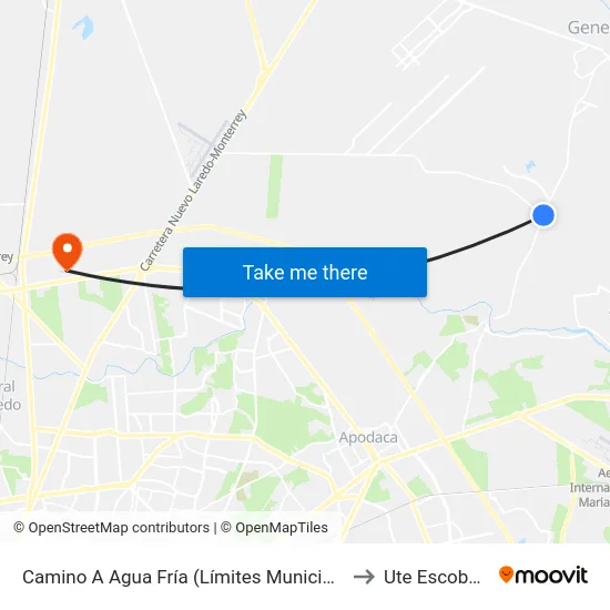 Camino A Agua Fría (Límites Municipales) to Ute Escobedo map