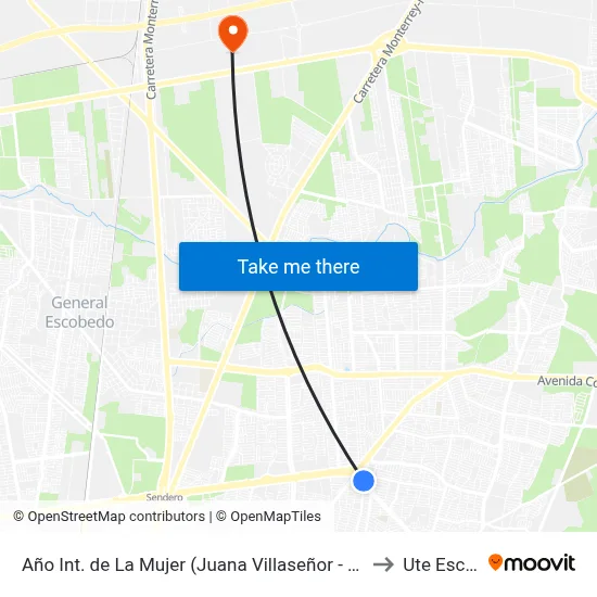 Año Int. de La Mujer (Juana Villaseñor - Concepción Barragán) to Ute Escobedo map