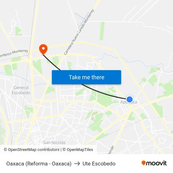 Oaxaca (Reforma - Oaxaca) to Ute Escobedo map