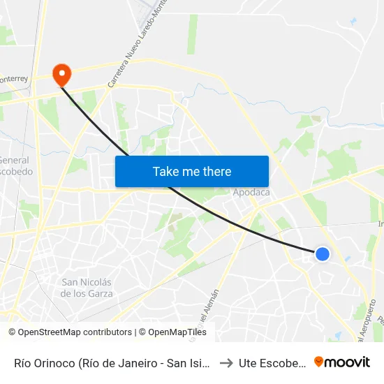 Río Orinoco (Río de Janeiro - San Isidro) to Ute Escobedo map