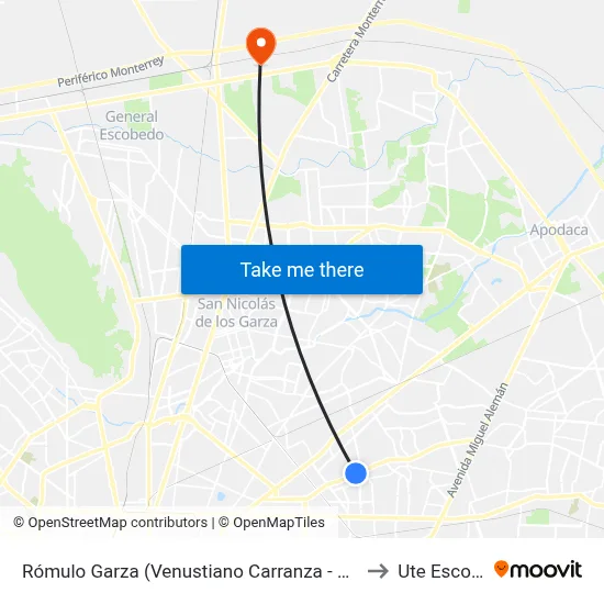 Rómulo Garza (Venustiano Carranza - Ejército Const.) to Ute Escobedo map