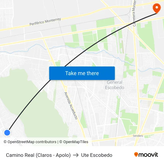 Camino Real (Claros - Apolo) to Ute Escobedo map