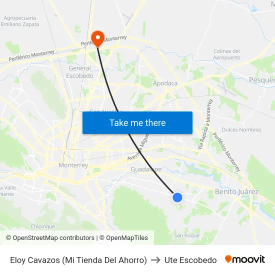 Eloy Cavazos (Mi Tienda Del Ahorro) to Ute Escobedo map