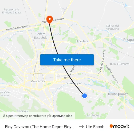 Eloy Cavazos (The Home Depot Eloy Cavazos) to Ute Escobedo map