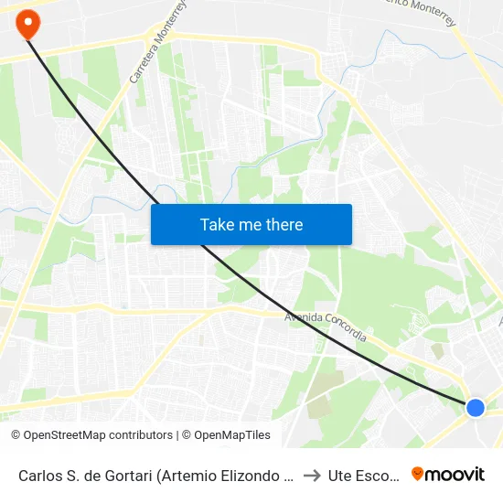 Carlos S. de Gortari (Artemio Elizondo - Concordia) to Ute Escobedo map