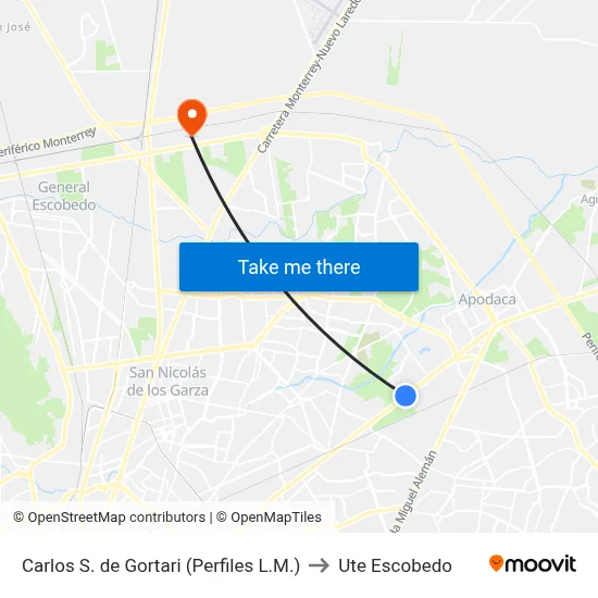Carlos S. de Gortari (Perfiles L.M.) to Ute Escobedo map